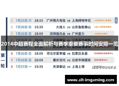 2014中超赛程全面解析与赛季重要赛事时间安排一览